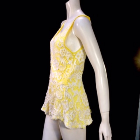Anthropologie Meadow Rue Yellow Lace Top - Picture 3 of 7